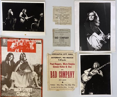 Lot 121 - BAD COMPANY, PAUL KOSSOFF & BACK STREET CRAWLER FLYER / PROGRAMMES / PHOTOS &  TICKET STUBS.