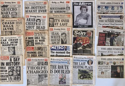 Lot 102 - ORIGINAL NEWSPAPERS - BEATLES / ELVIS AND HISTORIC MOMENTS.