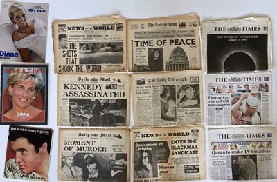 Lot 102 - ORIGINAL NEWSPAPERS - BEATLES / ELVIS AND HISTORIC MOMENTS.