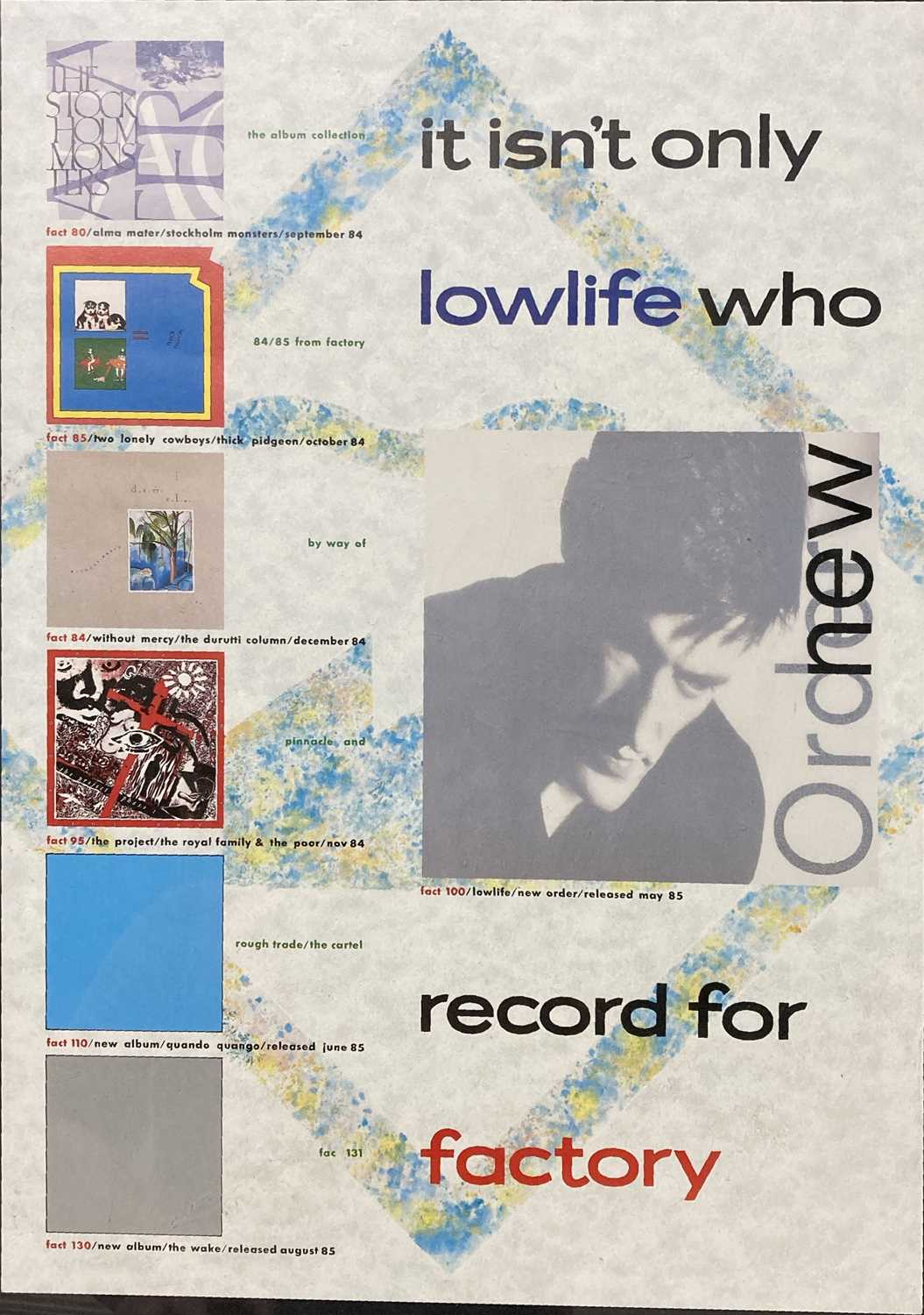 Lot 17 - 1985 FACTORY RECORDS PROMOTIONAL POSTER.