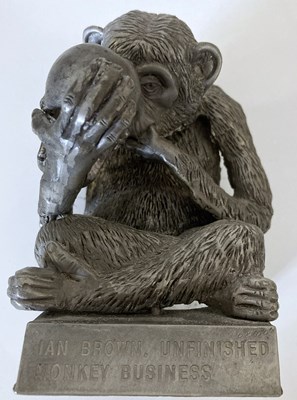Lot 204 - IAN BROWN UNFINISHED MONKEY BUSINESS PEWTER MONKEY.