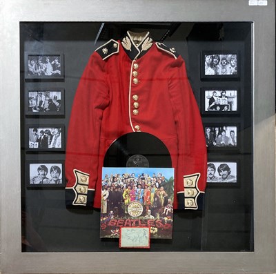 Lot 323 - BEATLES FULL SET OF AUTOGRAPHS IN DISPLAY.