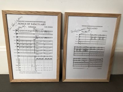 Lot 18 - KARL JENKINS – SIGNED ADIEMUS SCORE, SIGNED CONDUCTOR’S BATON, AND SIGNED, FRAMED TITLE PAGES OF ADIEMUS AND PALLADIO