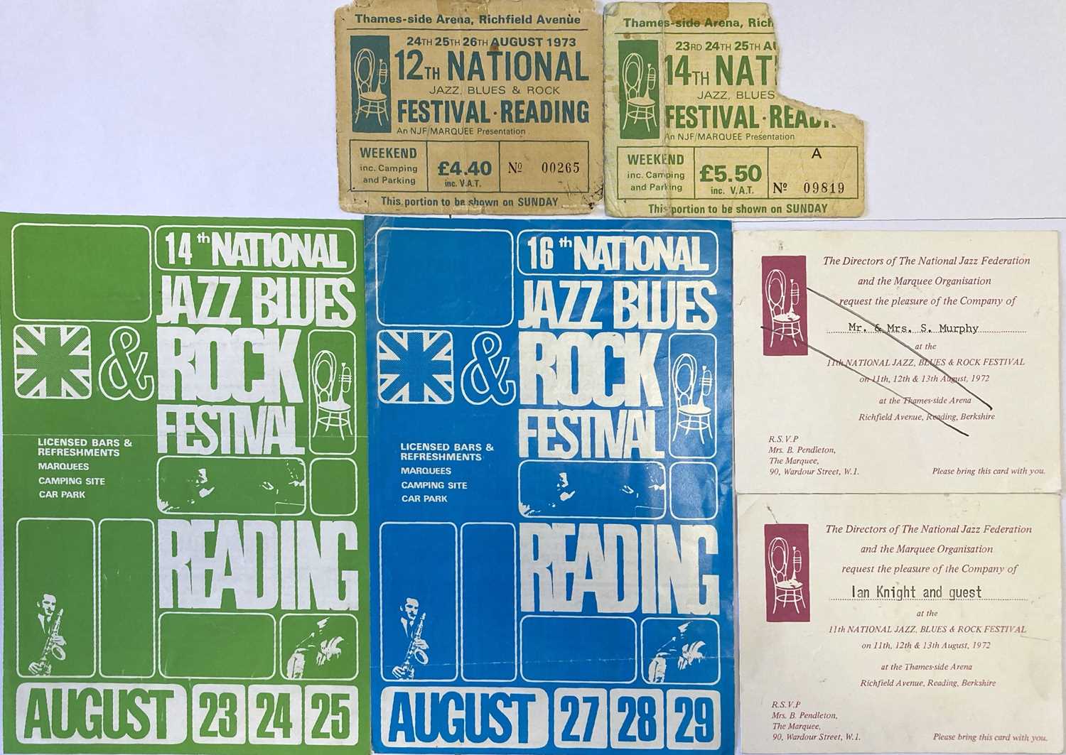Lot 121 - NATIONAL JAZZ AND BLUES FESTIVAL HANDBILLS AND TICKETS.