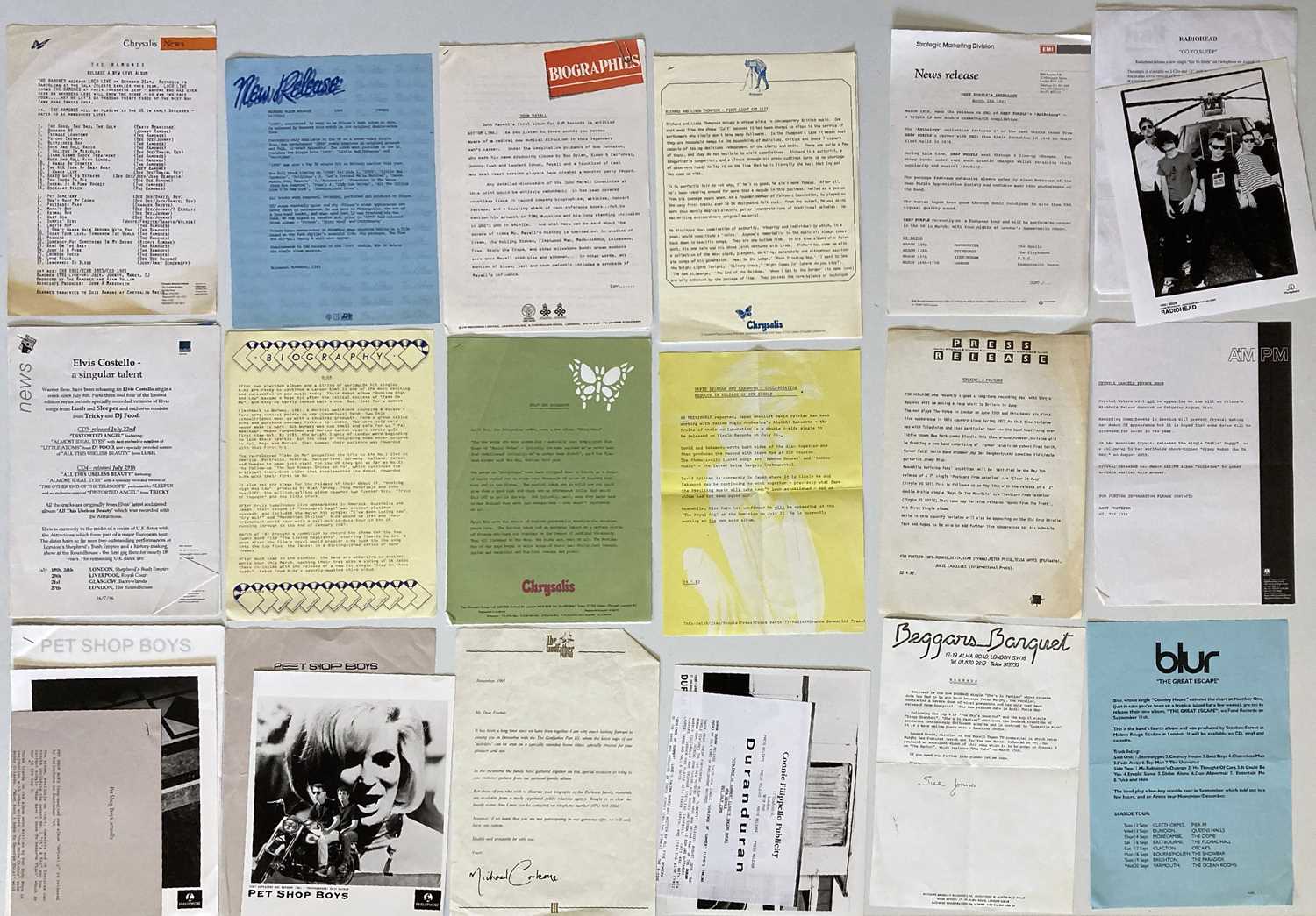 Lot 16 - LARGE COLLECTION OF PRESS AND PROMOTIONAL ITEMS - ELTON JOHN / RADIOHEAD AND MORE.