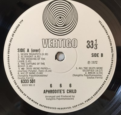 Lot 722 - APHRODITE'S CHILD - 666 LP (ORIGINAL UK SWIRL - 6333 500/1)