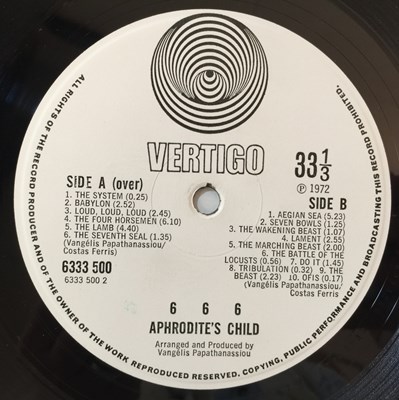 Lot 722 - APHRODITE'S CHILD - 666 LP (ORIGINAL UK SWIRL - 6333 500/1)