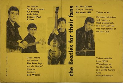 Lot 299 - THE BEATLES - 1962 FAN CLUB CONCERT FLYER.