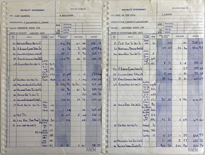 Lot 106 - THE BEATLES - JOHN LENNON / PAUL MCCARTNEY ROYALTY STATEMENTS.