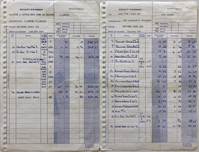 Lot 115 - THE BEATLES - JOHN LENNON ROYALTY STATEMENTS.