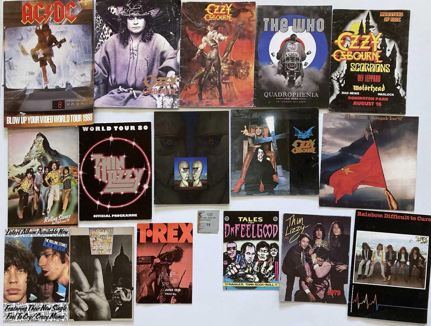 Lot 138 - PROGRAMMES INC T.REX 1972, THE WHO / ROLLING STONES AND MORE.