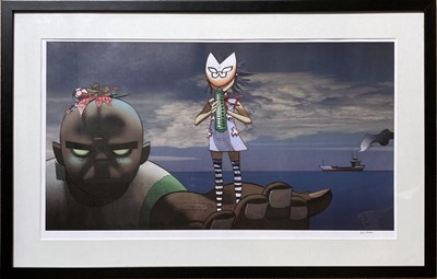 Lot 74 - GORILLAZ MEMORABILIA NIC KID ROBOT AND PRINTS.