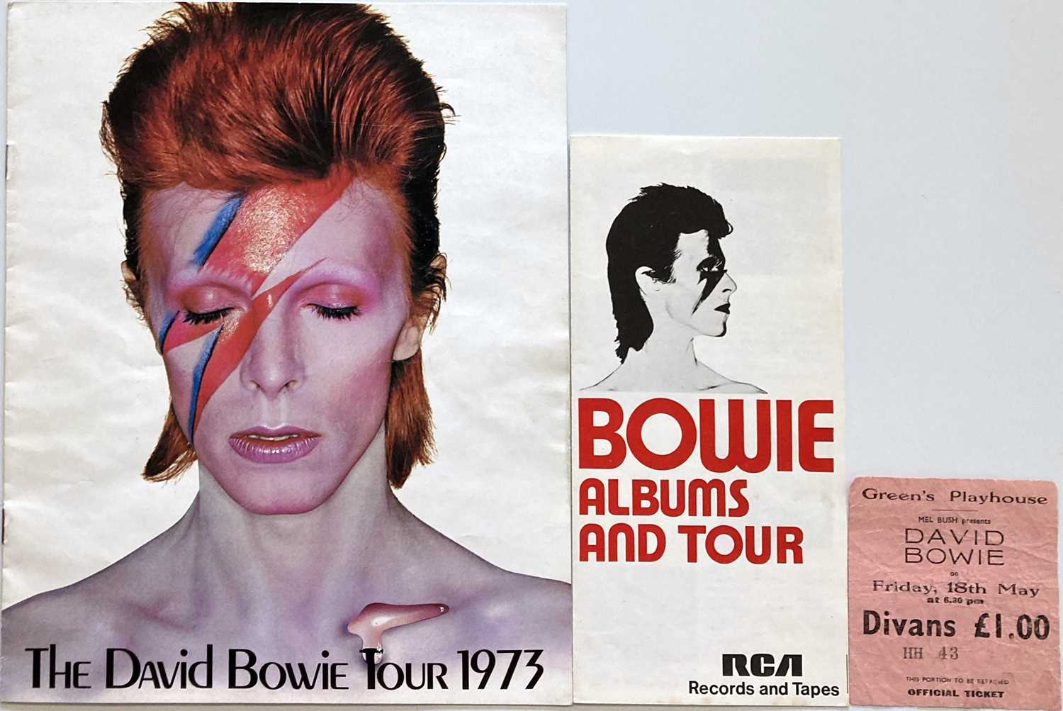 Lot 426 - DAVID BOWIE 1973 PROGRAMME, LEAFLET, TICKET.