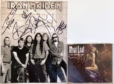 Lot 238 - IRON MAIDEN SIGNED PHOTO AND MEAT LOAF SIGNED CD.