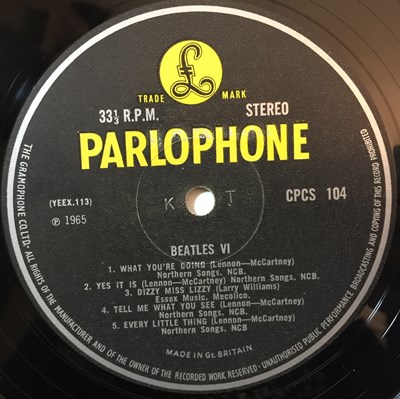 Lot 22 - THE BEATLES - BEATLES VI LP (ORIGINAL EXPORT COPY - CPCS 104)