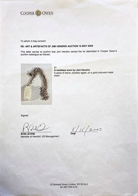 Lot 121 - NECKLACE OWNED AND WORN BY JIMI HENDRIX.