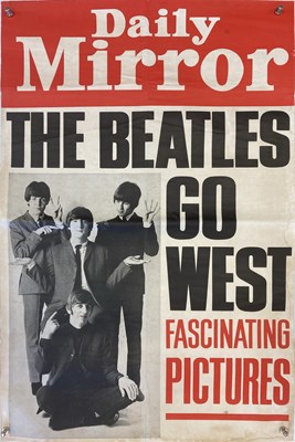 Lot 279 - THE BEATLES 1964 NEWSPAPER BILLBOARD 'BEATLES GO WEST'