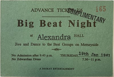 Lot 207 - 1961 BEATLES BIG BEAT ALEXANDRA TICKET.