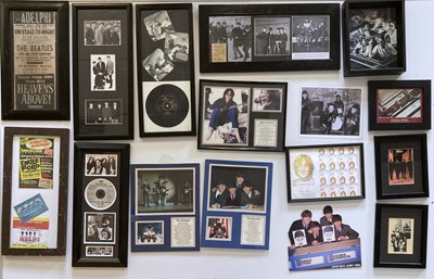 Lot 203 - FRAMED BEATLES ITEMS.