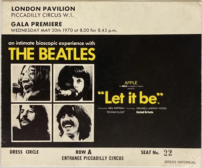 Lot 315 - LET IT BE 1970 GALA PREMIERE TICKET