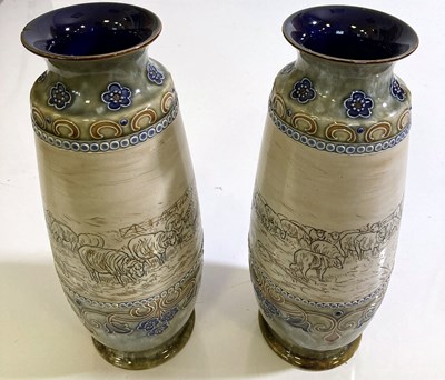 Lot 46 - TWO DOULTON LAMBETH VASES.