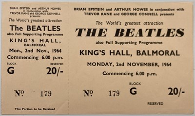 Lot 228 - THE BEATLES KINGS HALL BALMORAL TICKET.