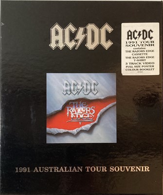 Lot 334 - AC/DC - THE RAZORS EDGE - AUSTRALIAN TOUR SOUVENIR BOX SET (CASSETTE/VHS)