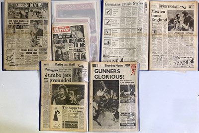 Lot 134 - NEWSPAPER ARCHIVE - CLASSIC SPORTING HEADLINES / ARSENAL/1966 WORLD CUP FOCUS.