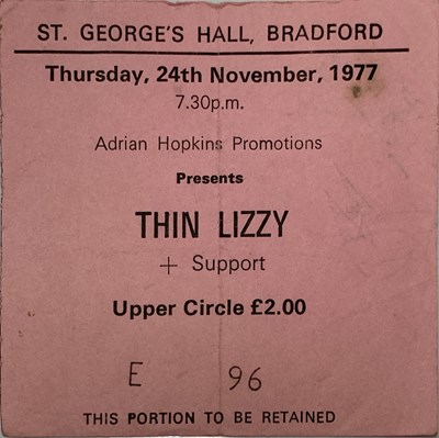 Lot 206 - THIN LIZZY SIGNED 1977 TICKET.