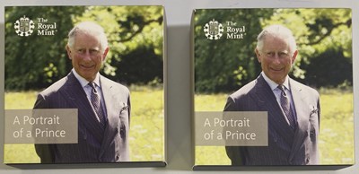 Lot 5 - ROYAL MINT HRH PRINCE CHARLES 70TH ANNIVERSARY £5 COIN - TWO EXAMPLES.
