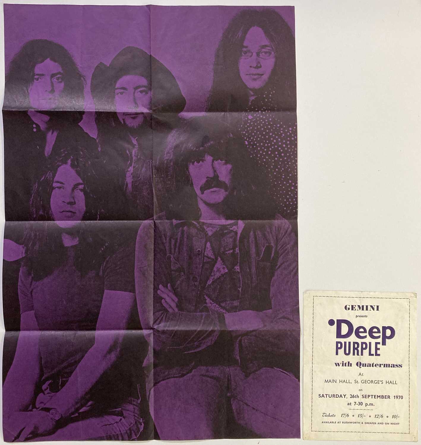 Lot 167 - DEEP PURPLE 1970 HANDBILL AND POSTER.