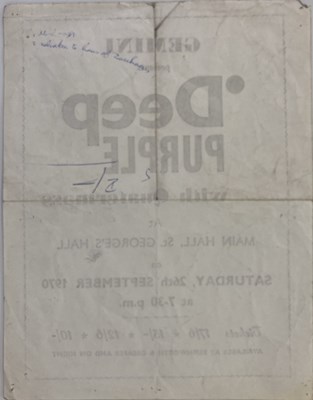 Lot 167 - DEEP PURPLE 1970 HANDBILL AND POSTER.