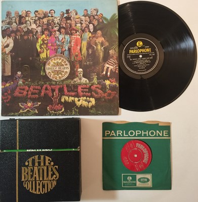 Lot 992 - THE BEATLES - LOVE ME DO (ORIGINAL SUPERB COPY) PLUS 7" BOX SET AND SGT. PEPPER'S