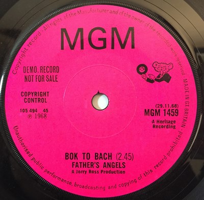 Lot 31 - FATHER'S ANGELS - BOK TO BACH C/W DON'T KNOCK IT 7" (ORIGINAL UK DEMO COPY - MGM 1459)