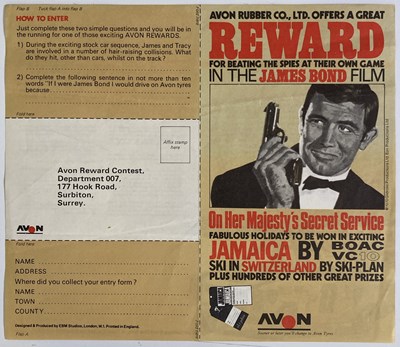 Lot 326 - JAMES BOND ON HER MAJESTY'S SECRET SERVICE AVON PROMOTIONAL CARD.