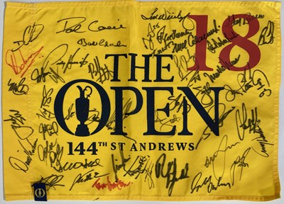 Lot 144 - GOLF STARS - MUTILPLE SIGNED 2015 OPEN FLAG.