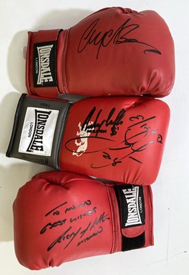 Lot 147 - SIGNED BOXING GLOVES - BELT HOLDERS.