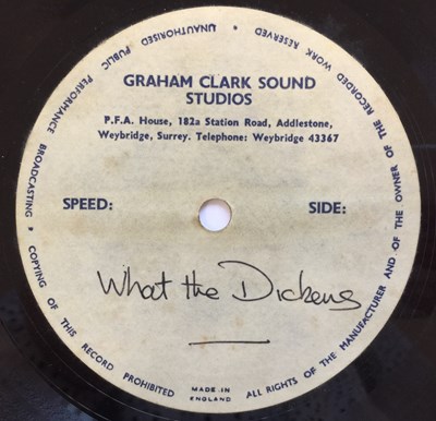 Lot 31 - MIKE READ/RICK PARNELL/KEITH PURNELL - WHAT THE DICKENS - UNISSUED 7" ACETATE RECORDING
