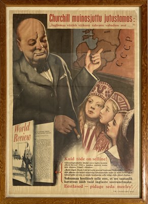 Lot 87 - PROPAGANDA POSTER - WWII CHURCHILL / LATVIA.