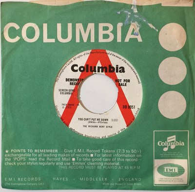 Lot 150 - THE RICHARD KENT STYLE - YOU CAN'T PUT ME DOWN 7" (ORIGINAL UK DEMO - COLUMBIA DB 8051)