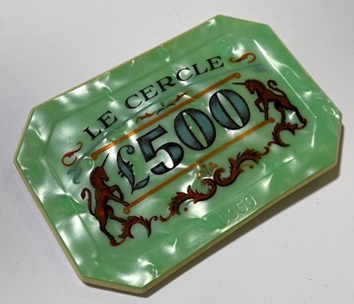 Lot 378 - JAMES BOND - DR. NO - £500 LE CERCLE CASINO PLAQUE.