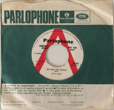 Lot 161 - THE IN CROWD - WHY MUST THEY CRITICISE 7" (ORIGINAL UK DEMO - PARLOPHONE R 5364)