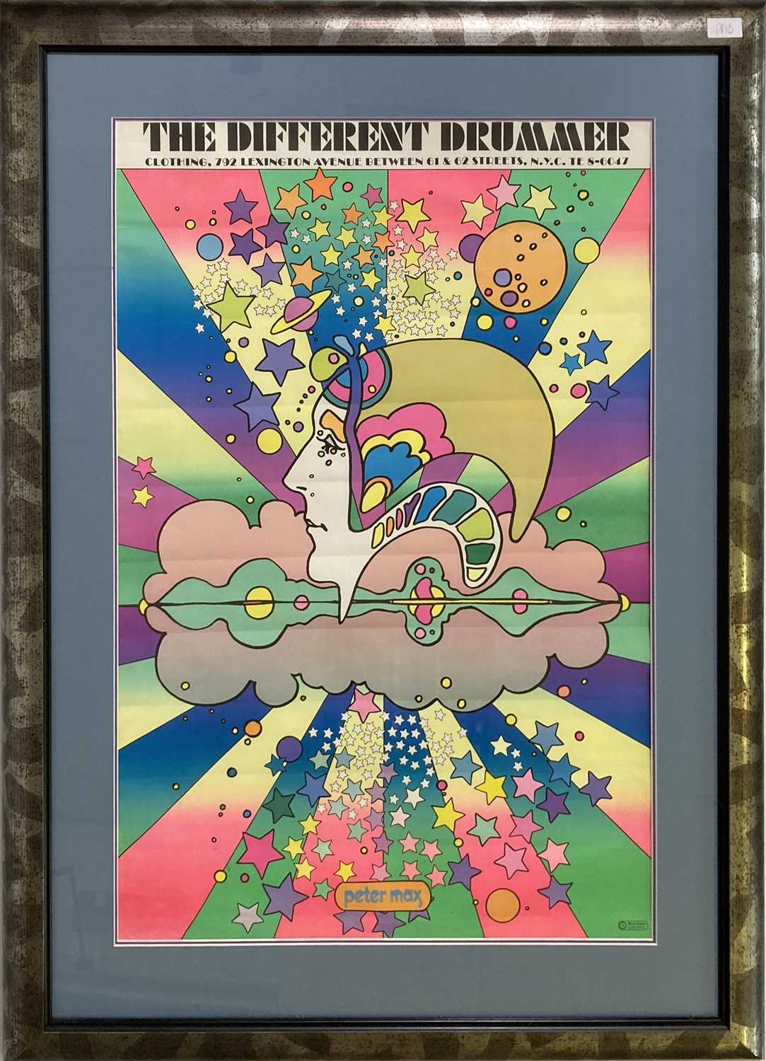 Lot 95 - PETER MAX - DIFFERENT DRUMMER FRAMED PRINT.