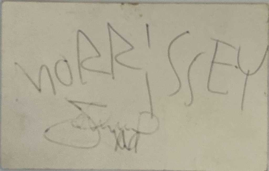 Lot 442 - MORRISSEY AND JOHNNY MARR SIGNED CARD