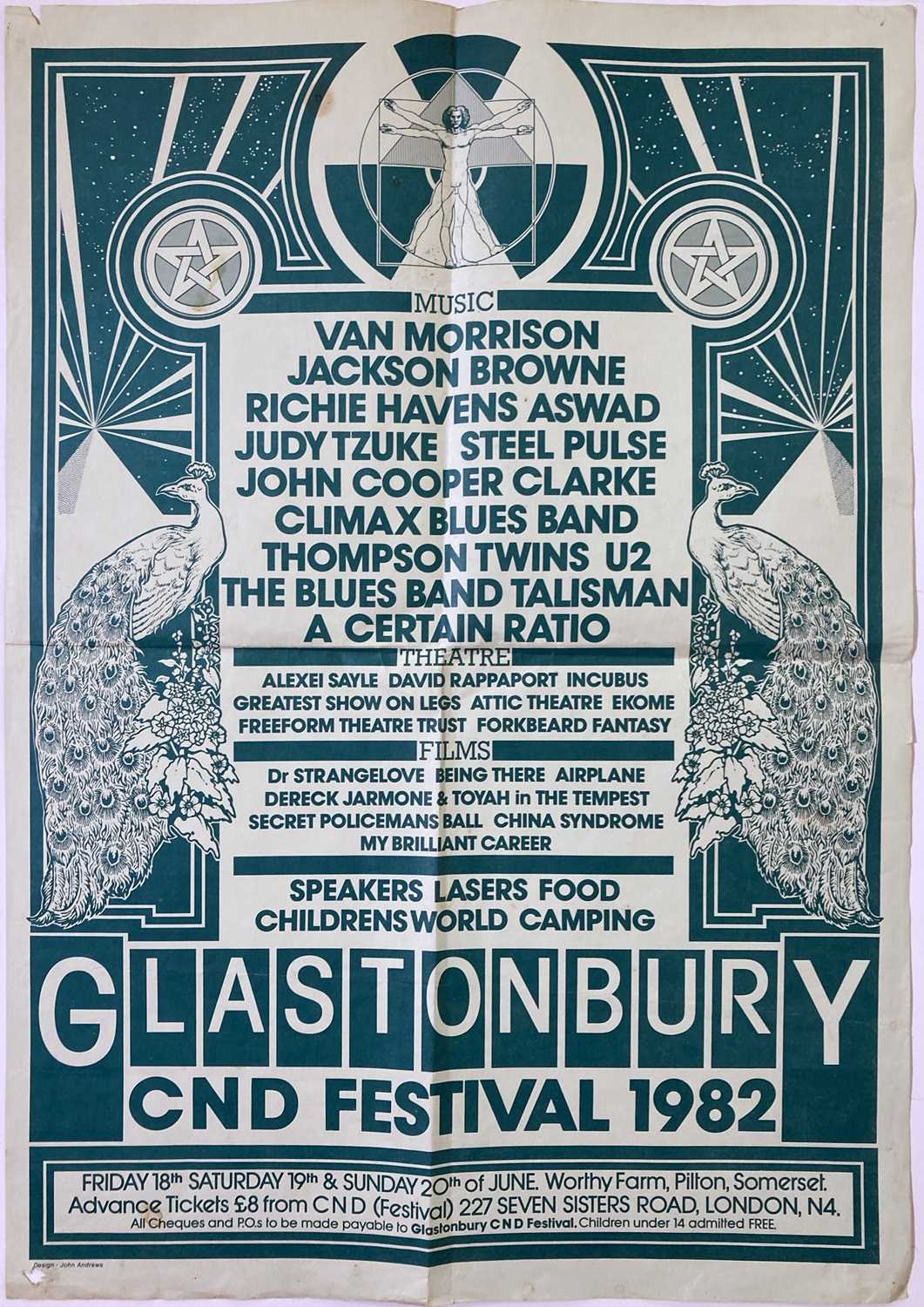 Lot 94 - GLASTONBURY 1982 POSTER - U2.