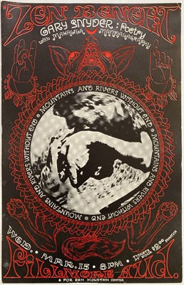 Lot 110 - 1968 FILLMORE ZEN MOUNTAIN CENTER BENEFIT POSTER.