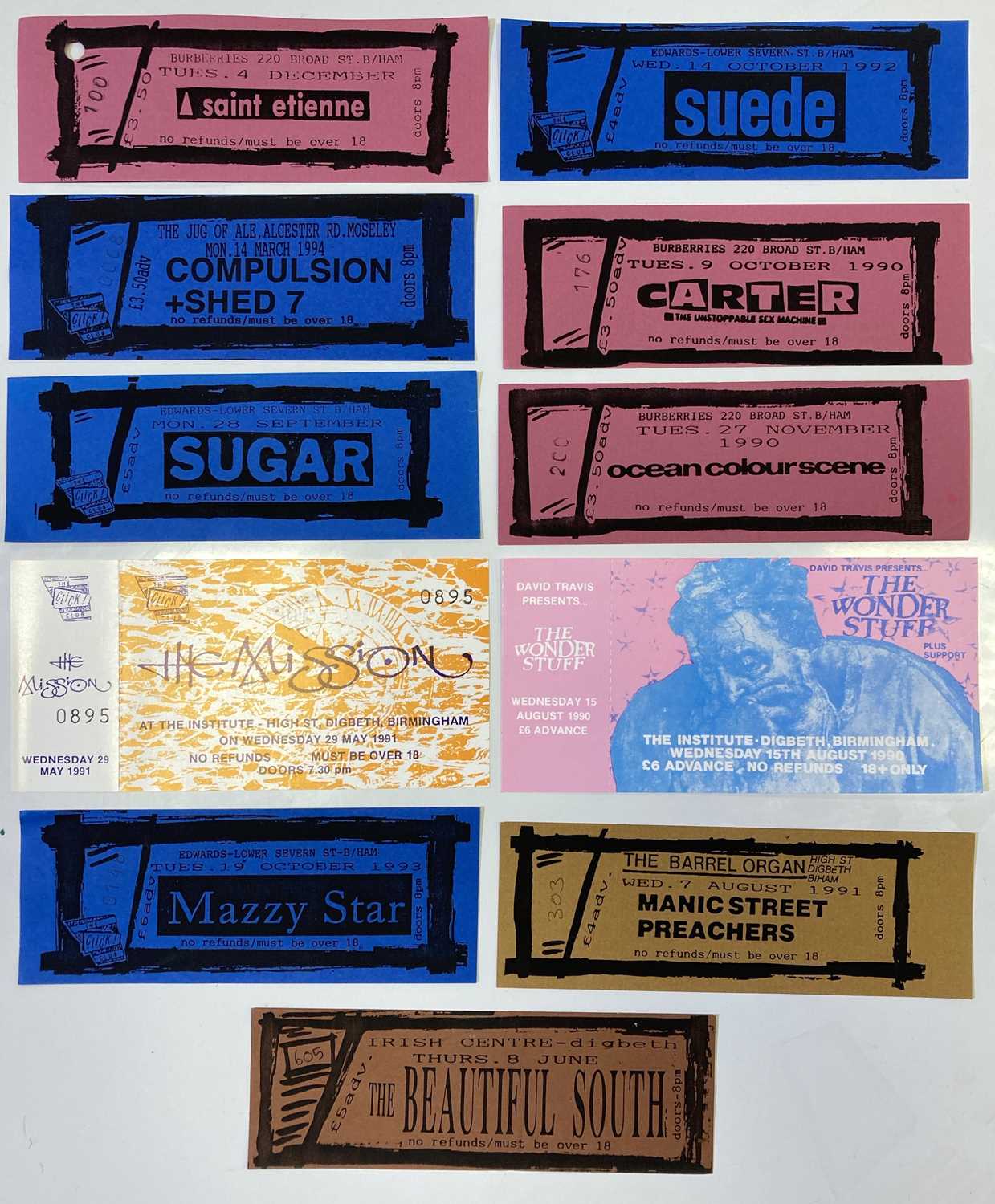 Lot 72 - 1990S CONCERT TICKETS - OCEAN COLOUR SCENE / MANIC ST PREACHERS ETC.