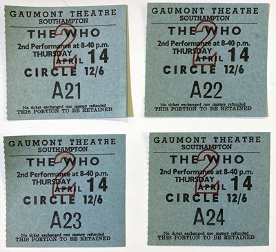 Lot 63 - THE WHO - GAUMONT SOUTHAMPTON ORIGINAL 1966 PROGRAMME AND TICKET STUBS.