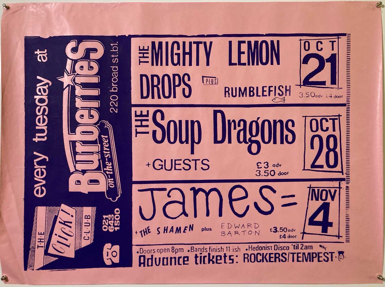 Lot 117 - JAMES / SOUP DRAGONS CONCERT POSTER.