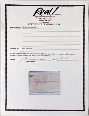 Lot 298 - LED ZEPPELIN - A JOHN BONHAM AUTOGRAPH.